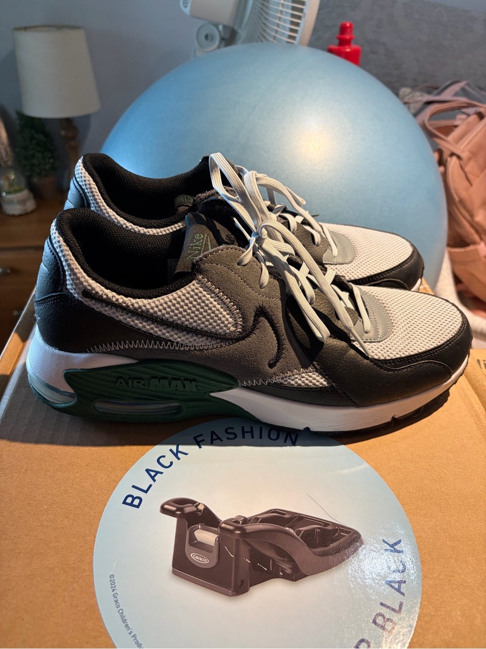 Nike Men's Gray, Black & Green Air Max Athletic Sneakers